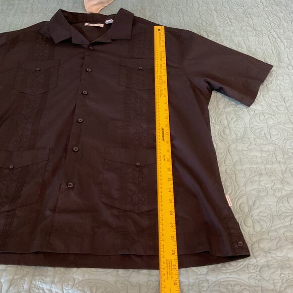 Cubavera Button Up Embroidered Shirt Adjustable Waist lot of 2 Black Blue XXL - Picture 13 of 15